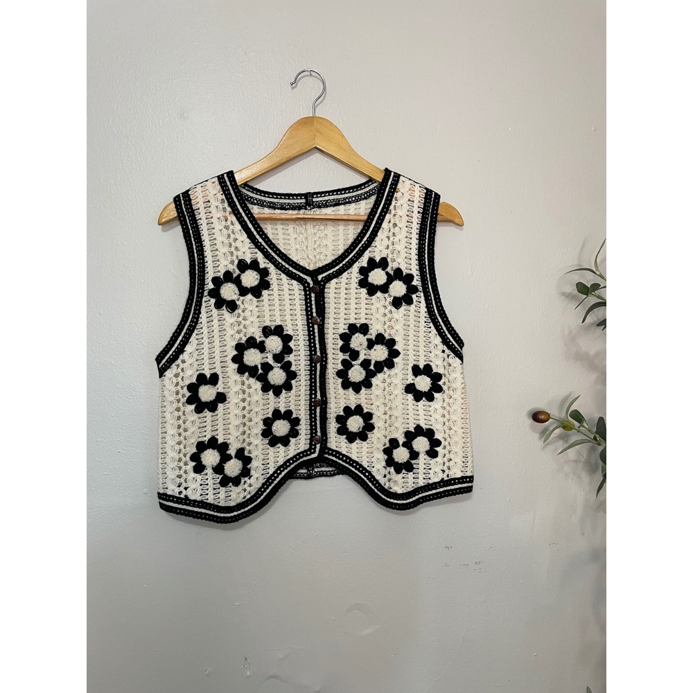 Crochet Floral Vest